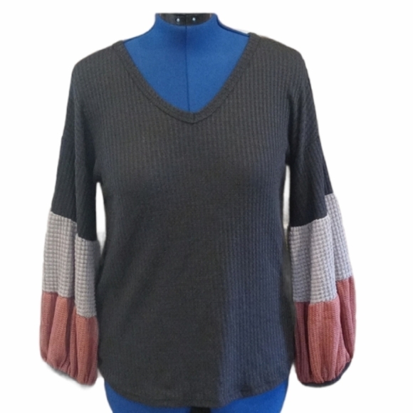 BiBi balloon sleeve color block oversized small - Picture 1 of 8